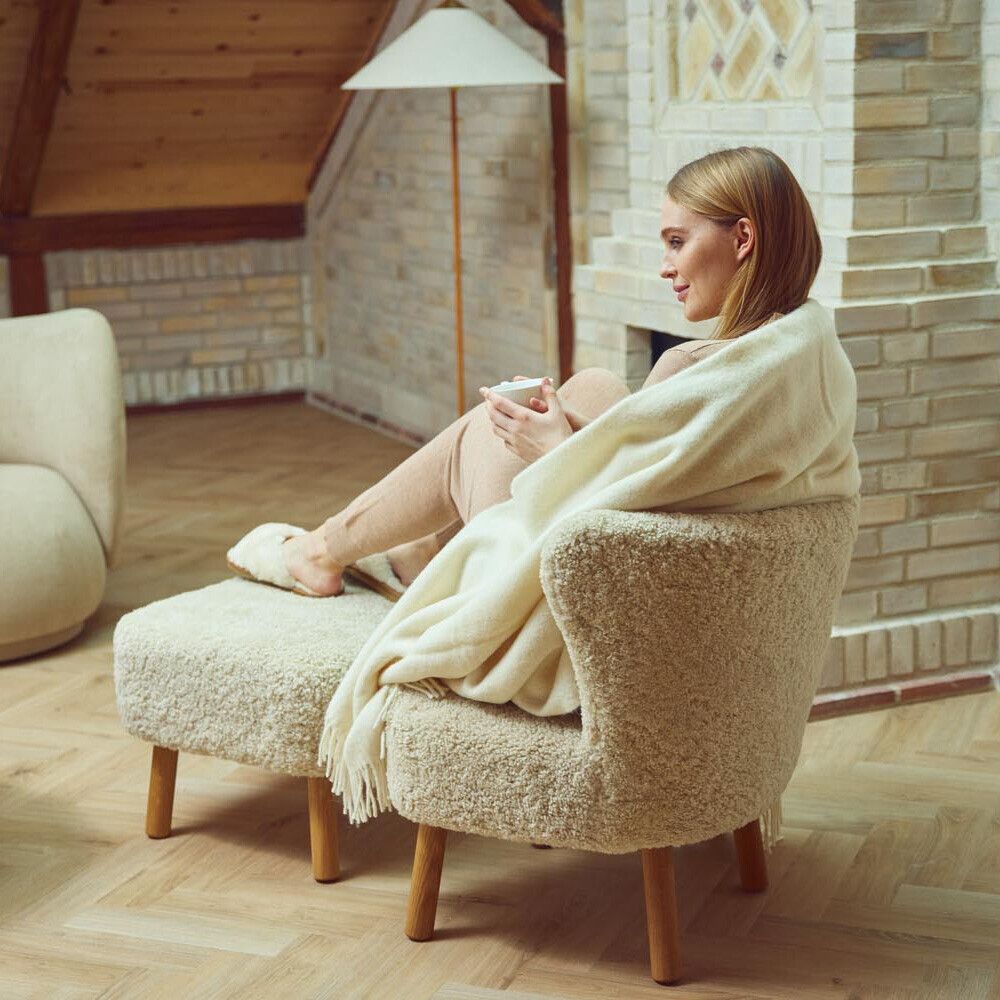Fauteuil lounge Emily | Laine courte Anthracite