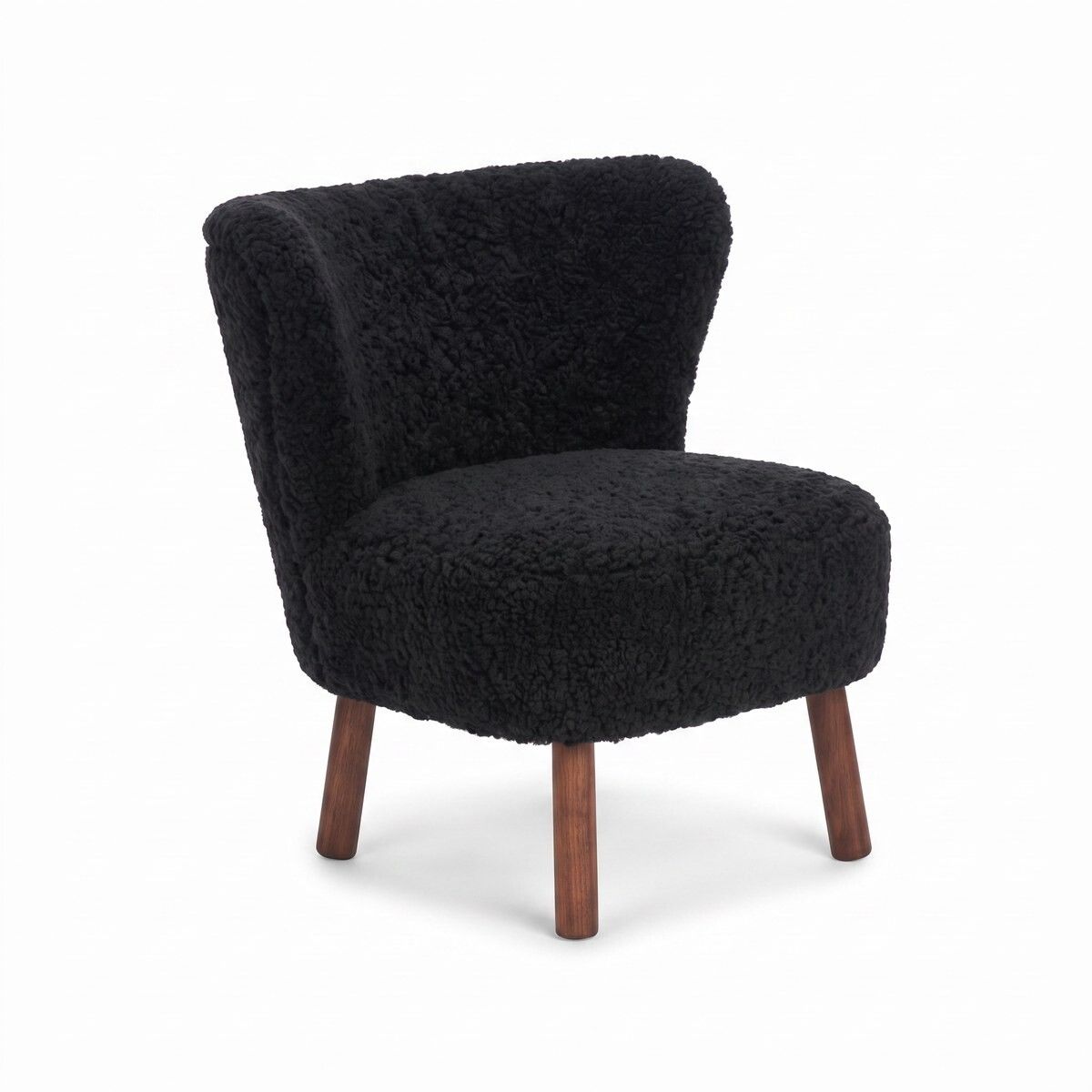 Fauteuil lounge Emily | Laine courte Noir