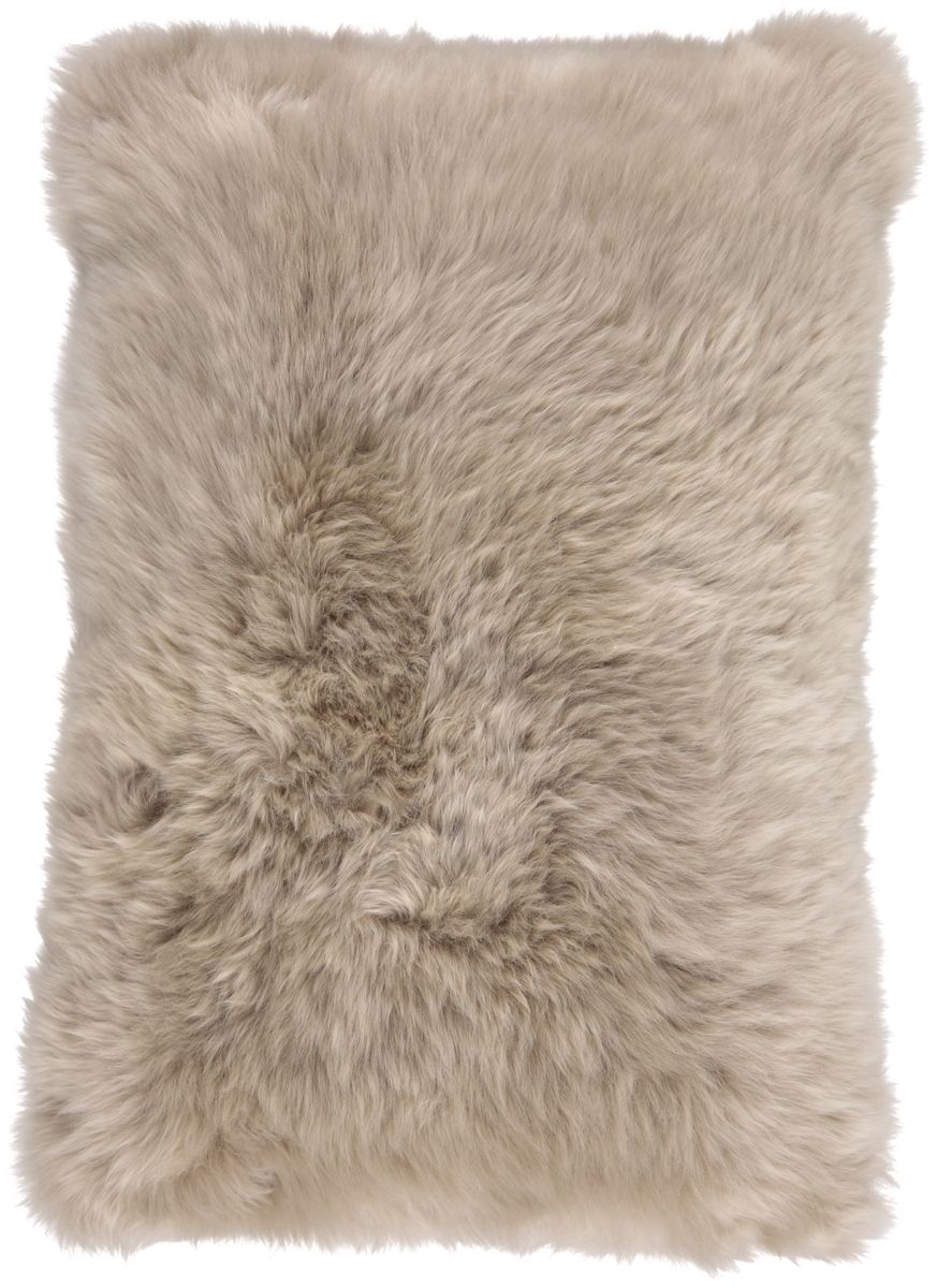Coussin en peau de mouton longue laine Taupe