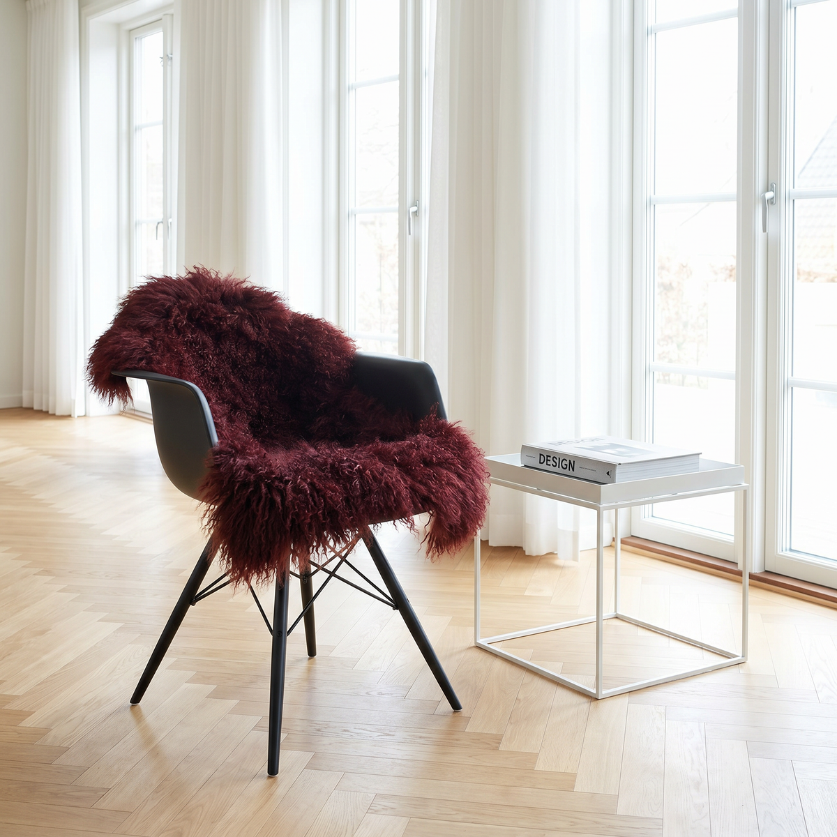 Peau de mouton bouclée 85x50 cm Bordeaux
