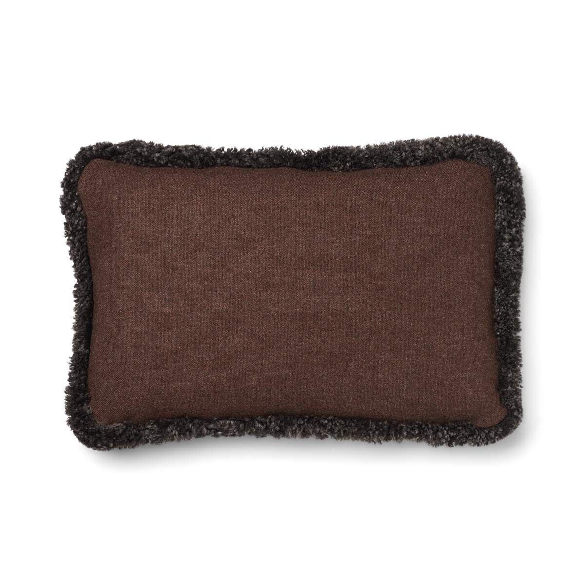 Coussin en laine courte de mouton Marron/Cappuccino