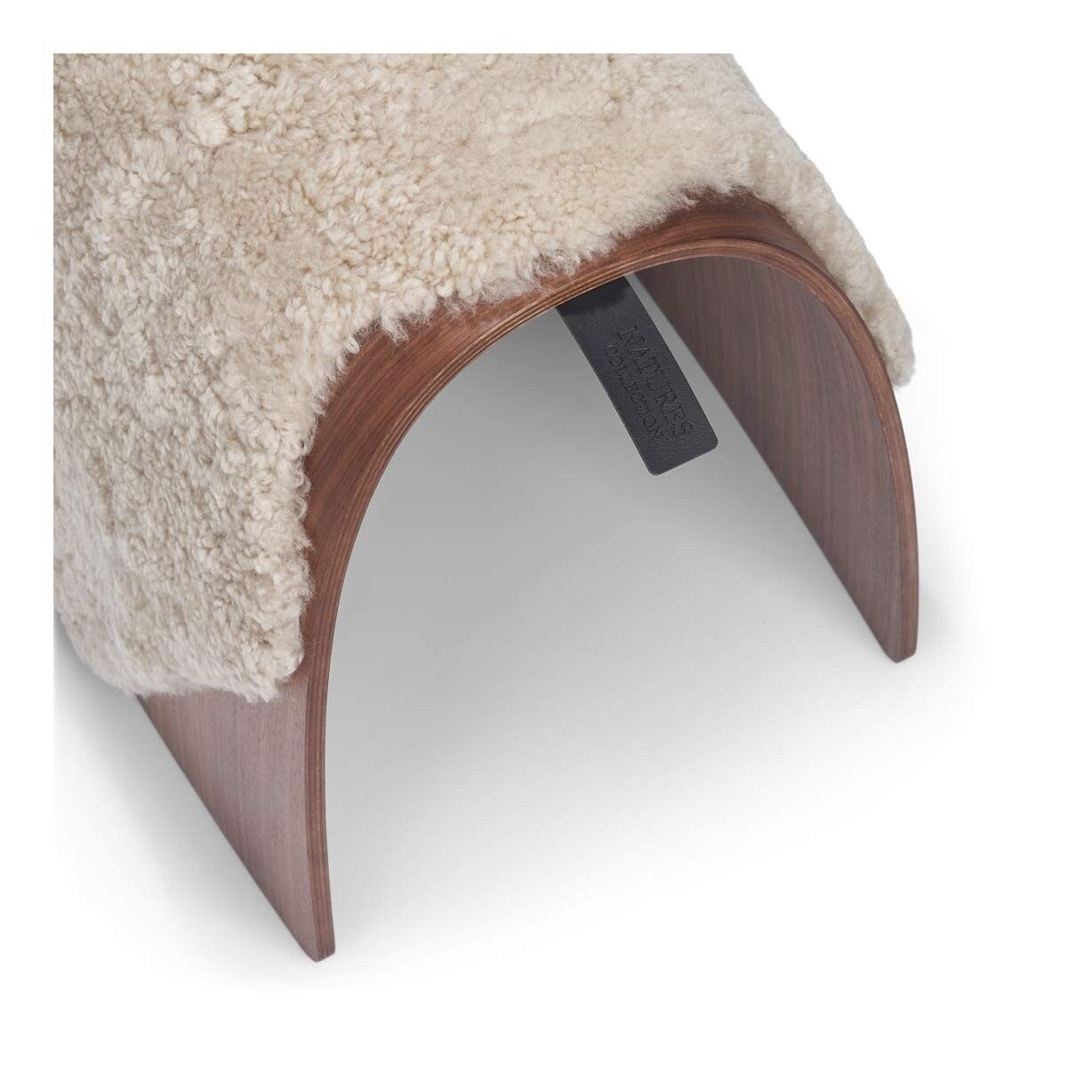 Dessus de tabouret en peau de mouton | Laine courte Perle