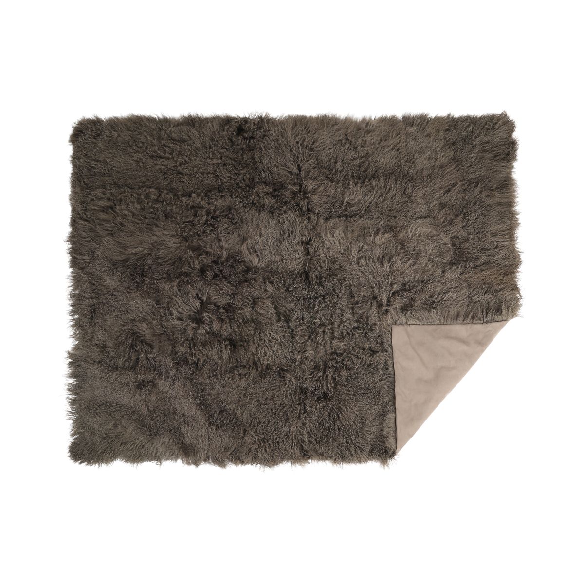 Jeté en peau de mouton bouclée 140 × 180 cm Taupe
