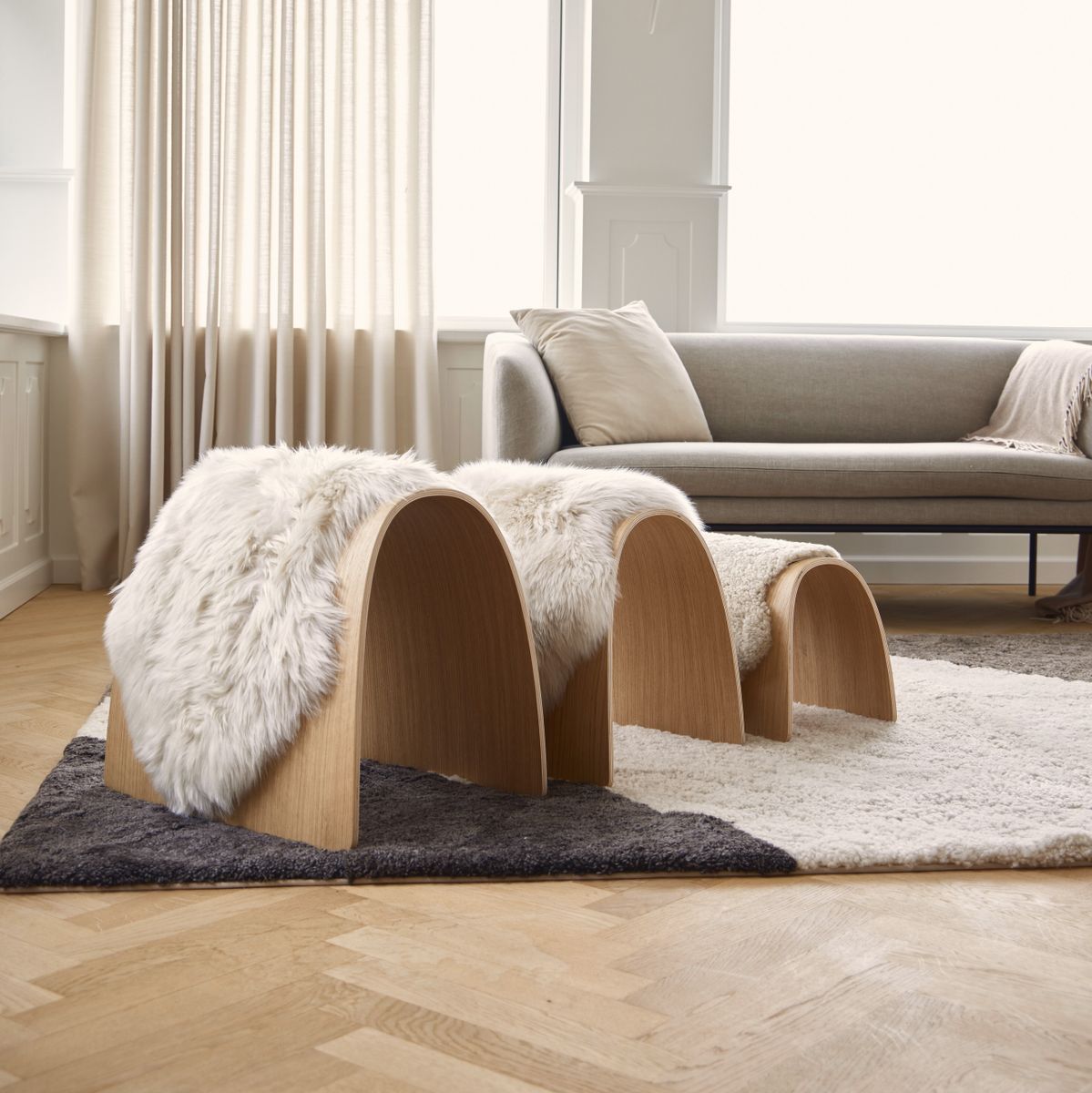 Tabouret en mouton Chêne noir