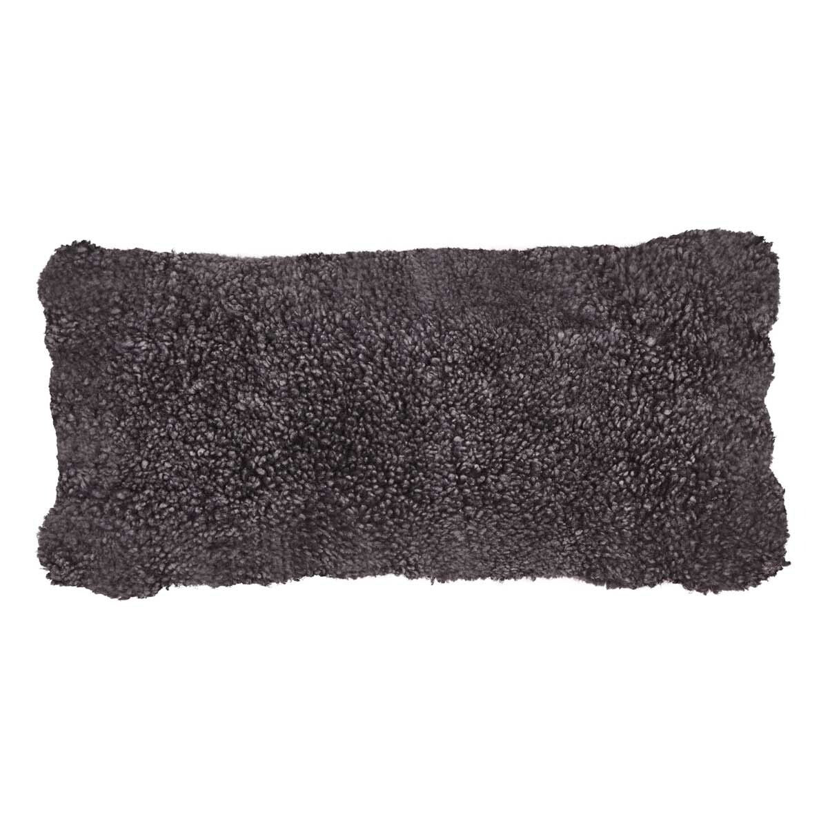 Coussin en laine courte de mouton Anthracite