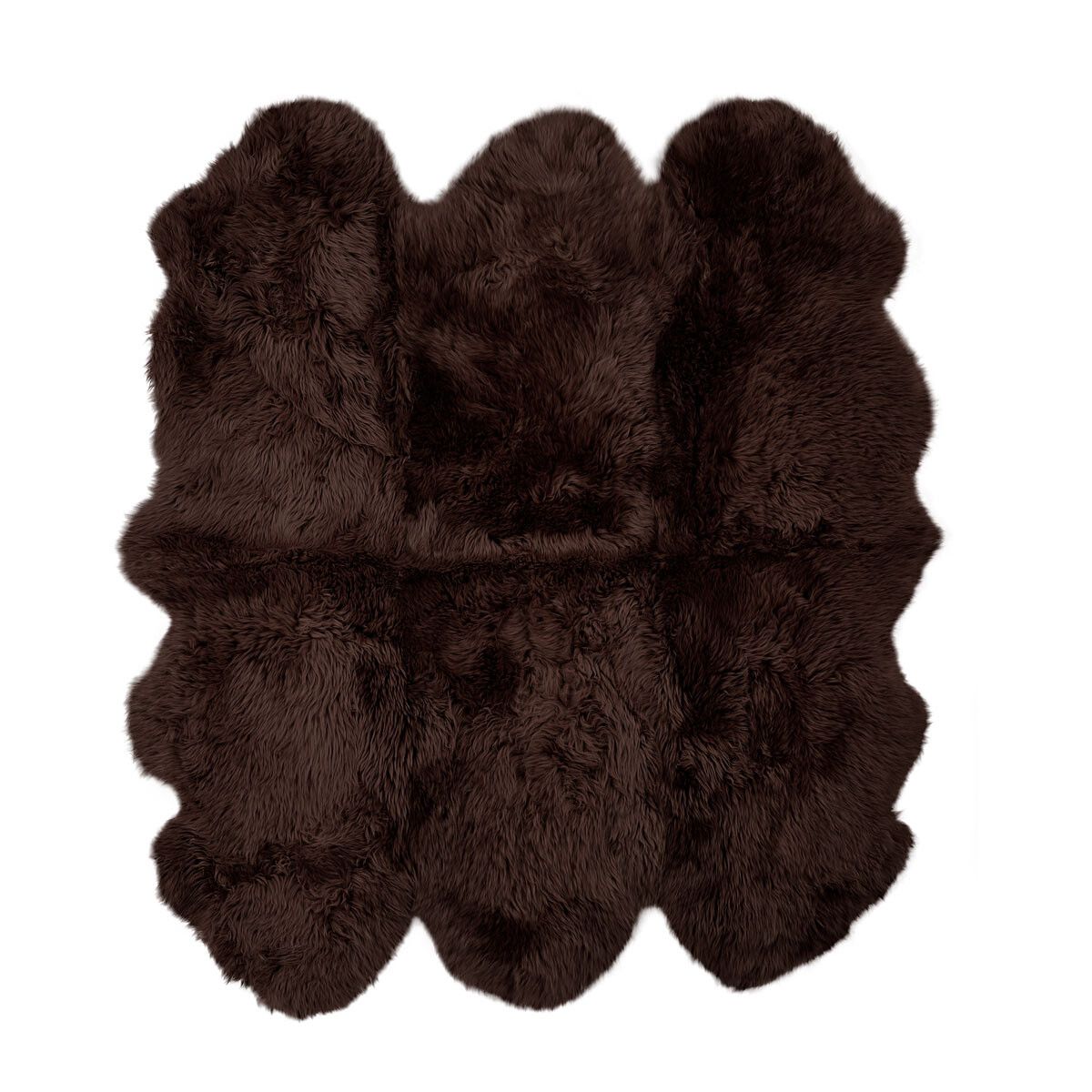 Peau de mouton de Nouvelle-Zélande à laine longue 180x162 cm Chocolat