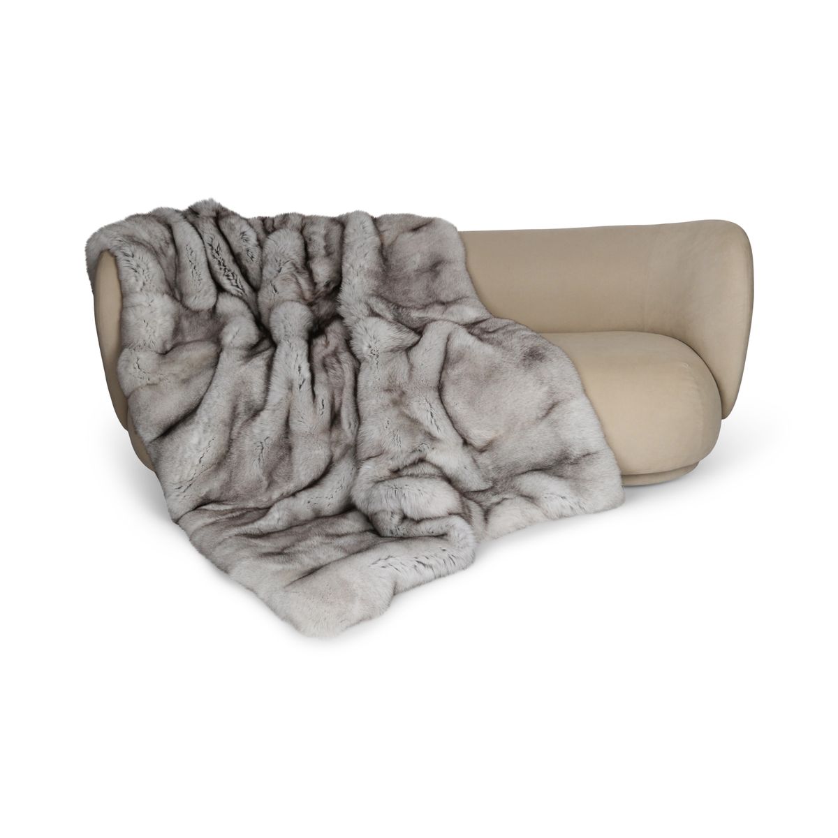 Plaid Premium en Fourrure de Renard | Doublure Cachemire | Renard Bleu | 240x160 cm