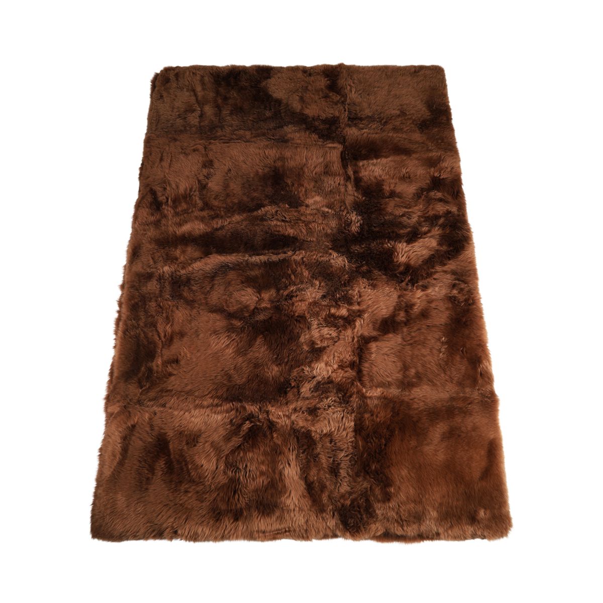 Tapis design en laine et peau de mouton Chêne huilé foncé