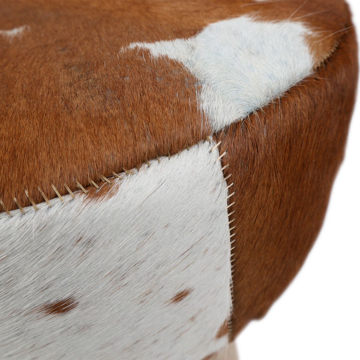 Tabouret en peau de vache | 48x34 cm Marron/Blanc