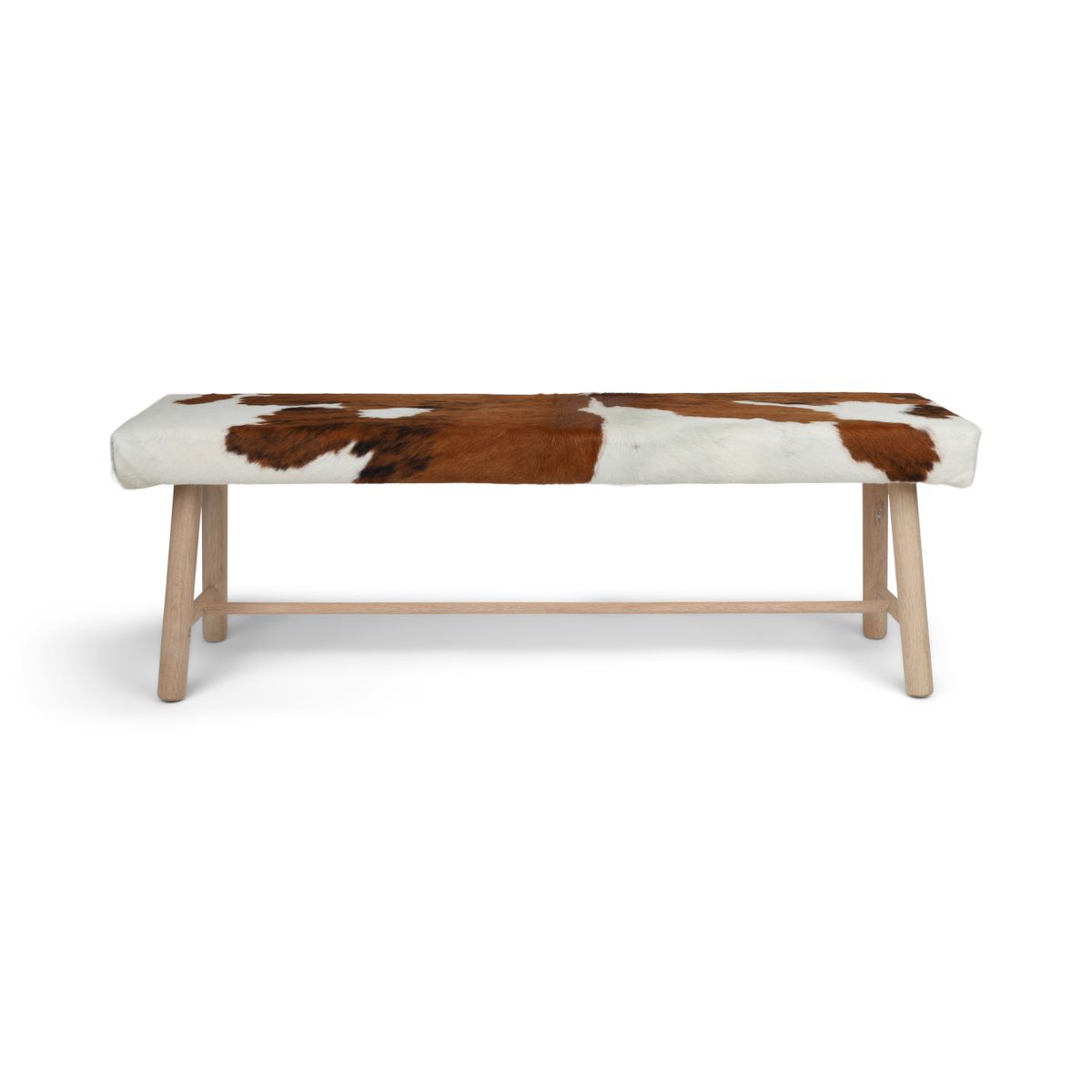 Banc en peau de vache | 140x35x45 cm Marron/Blanc