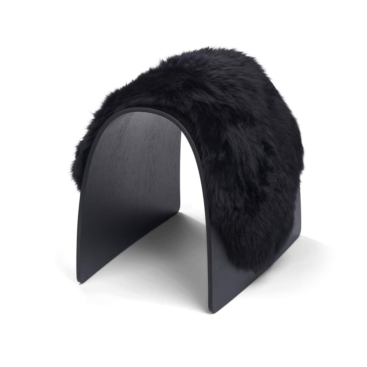 Dessus de tabouret en peau de mouton | Laine longue Noir
