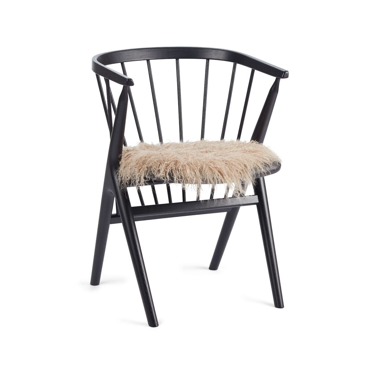 Dessus de siège en peau de mouton tibétaine | Ø38 cm Sable chaud