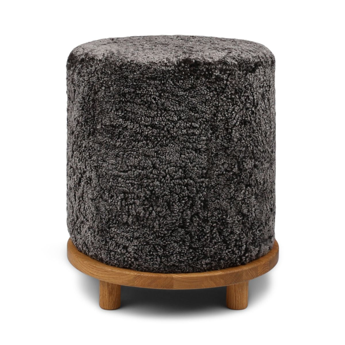 Tabouret Simon en Laine courte Cappuccino