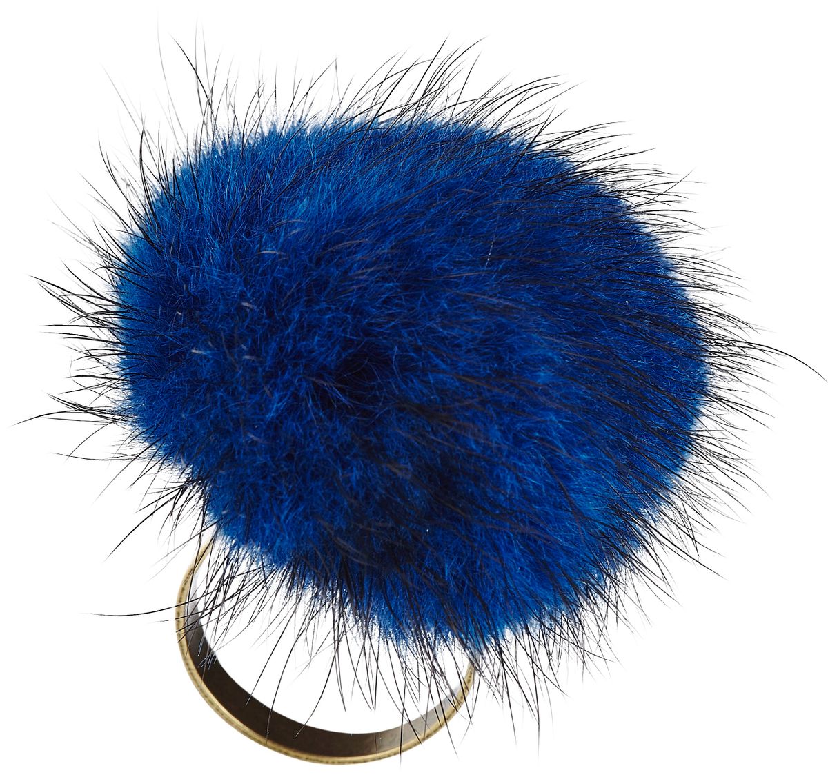 Grande Bague Pompon Bleu Minuit