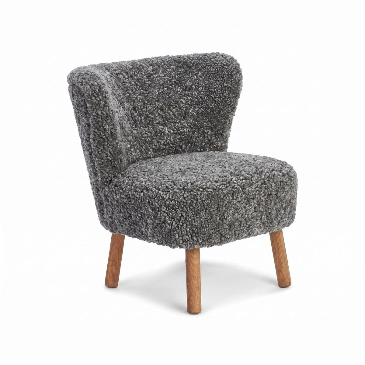 Fauteuil lounge Emily | Laine courte Graphite