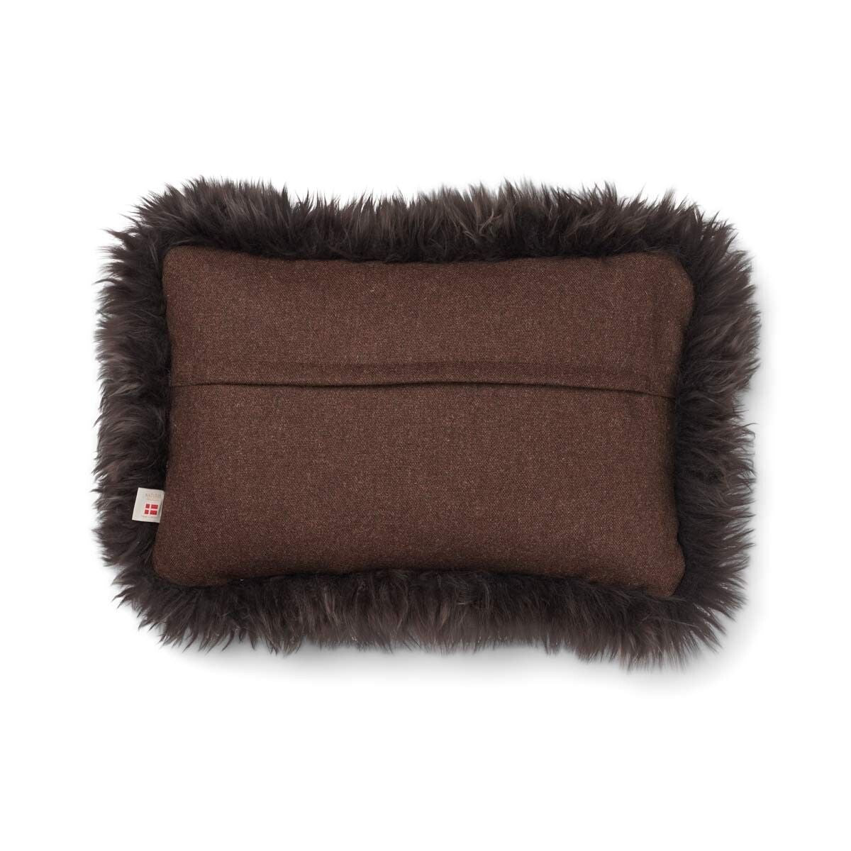 Coussin en peau de mouton longue laine Marron/Noyer
