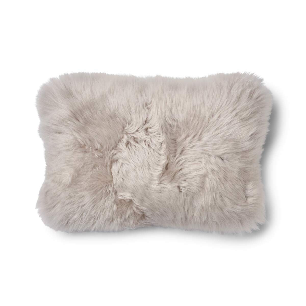 Coussin en peau de mouton longue laine Marron/Colombe