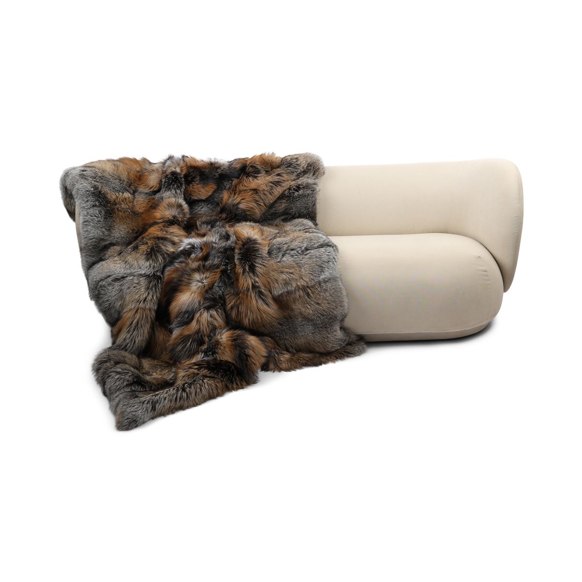 Plaid Premium en Fourrure de Renard | Doublure Cachemire | Croix Dorée | 160x200 cm