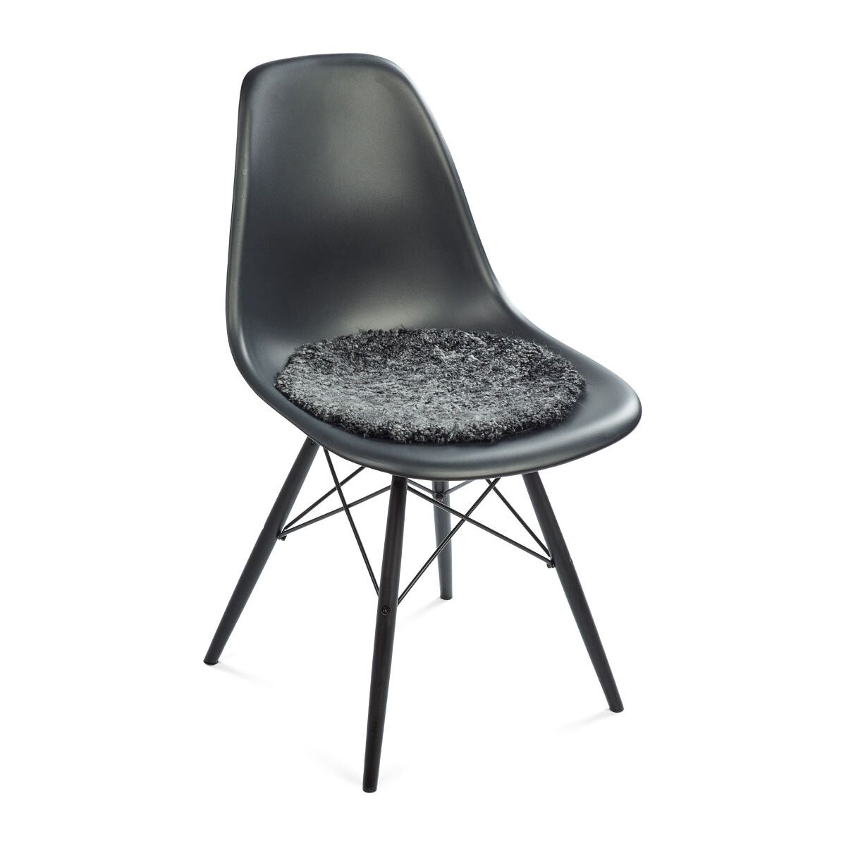 Dessus de siège en peau de mouton bouclée à laine courte | Ø38 cm Anthracite