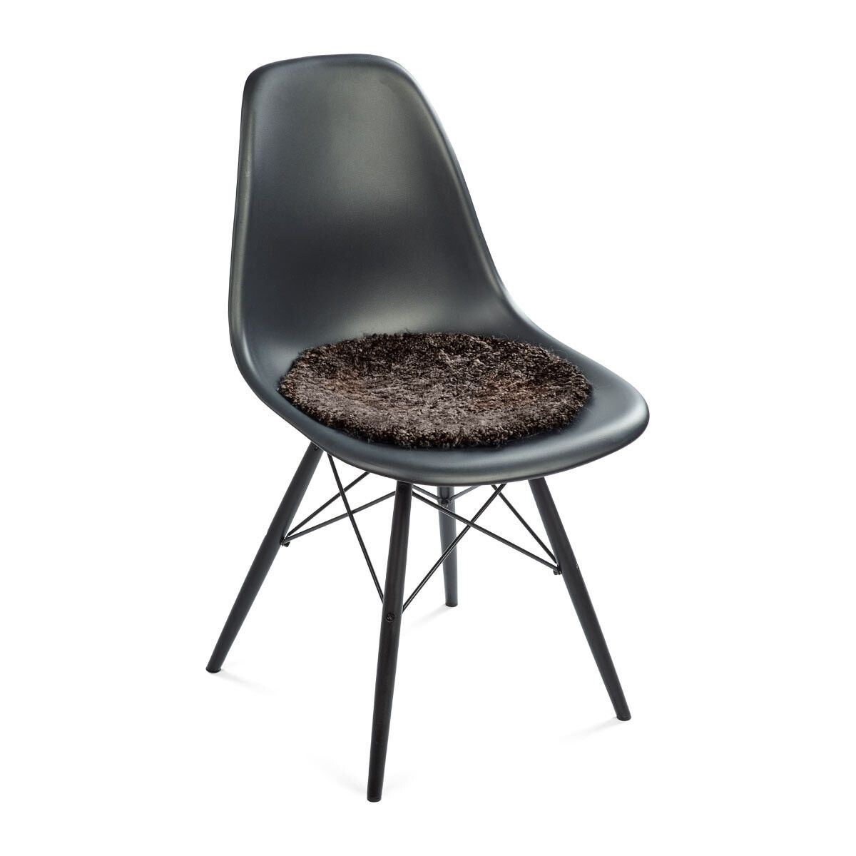 Dessus de siège en peau de mouton bouclée à laine courte | Ø38 cm Cappuccino