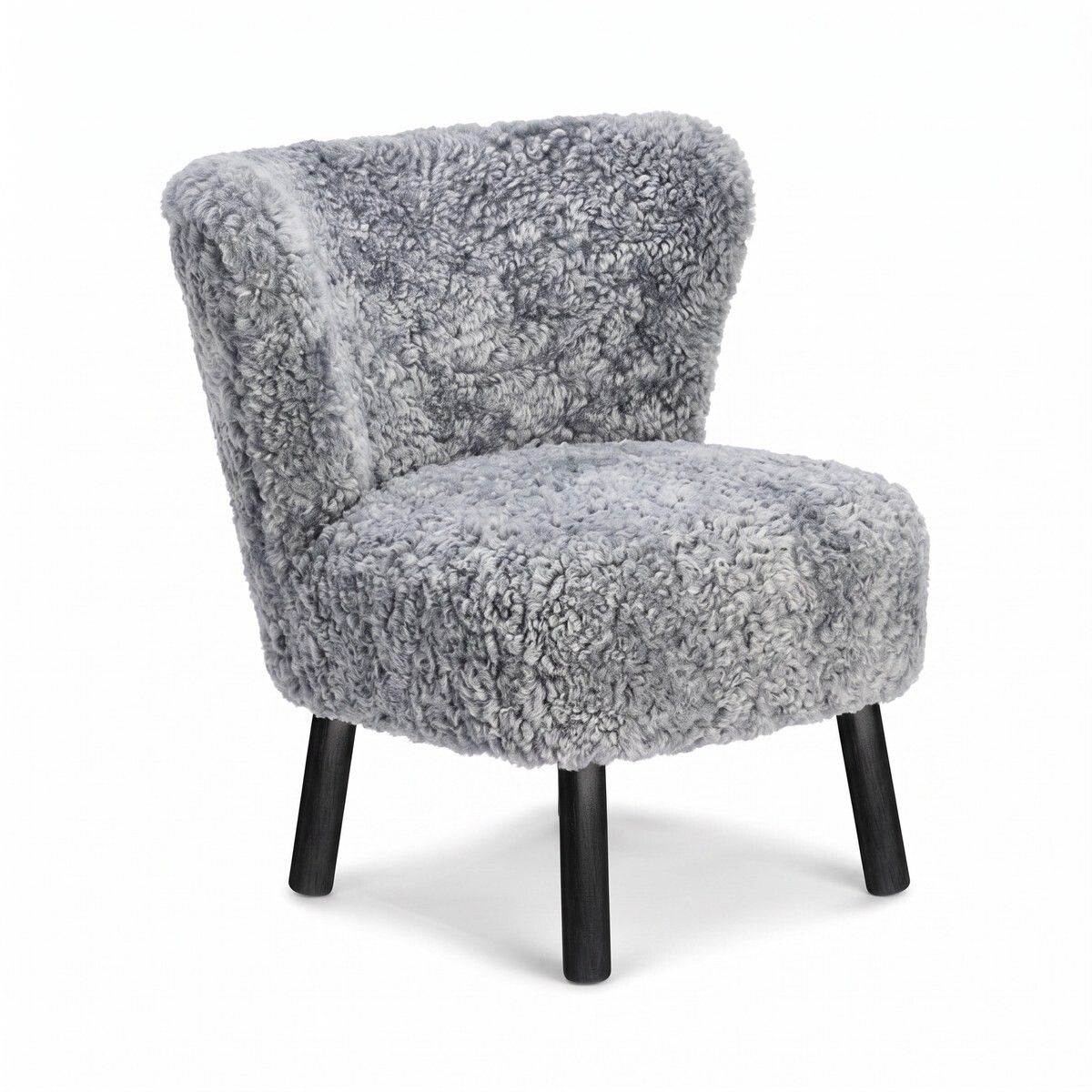 Fauteuil lounge Emily | Laine courte Gris Léger