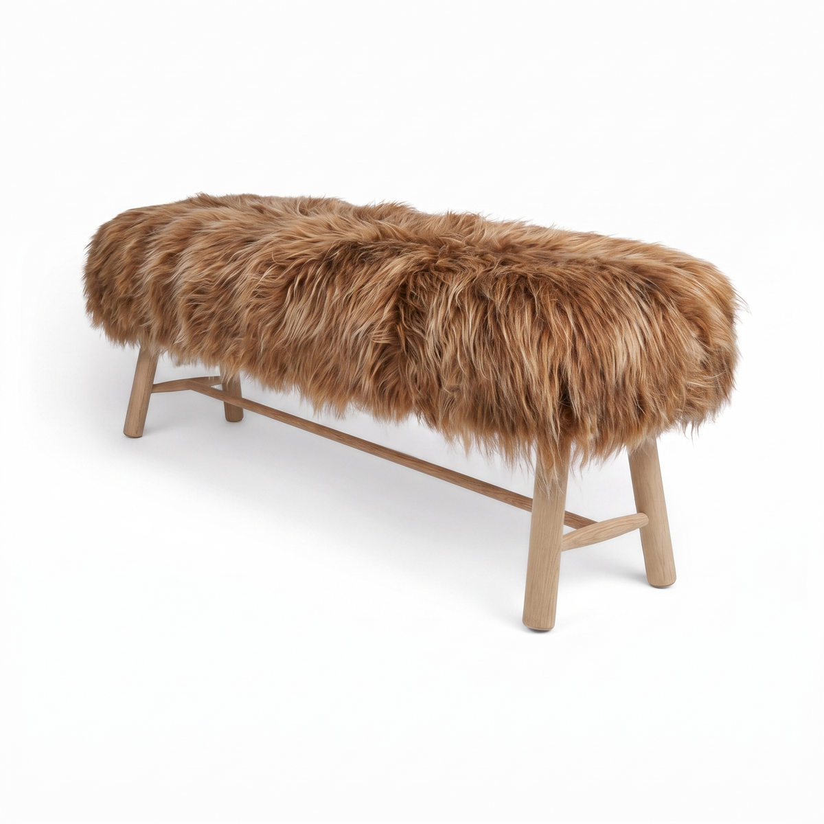 Banc Theo | Peau de mouton islandais | Pieds en chêne