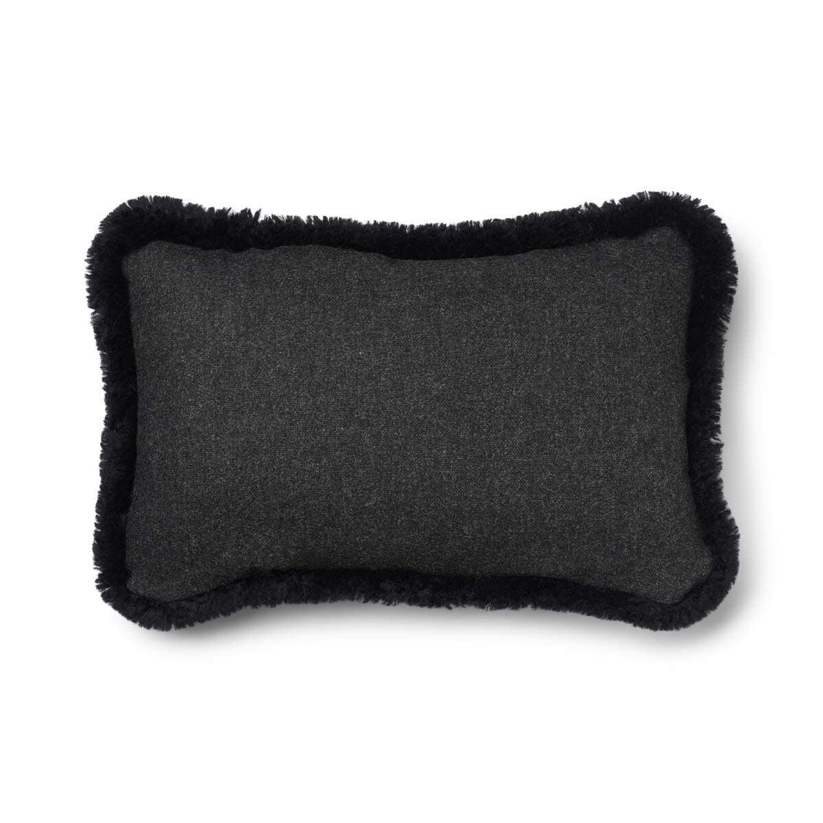 Coussin en laine courte de mouton Fusain/Noir