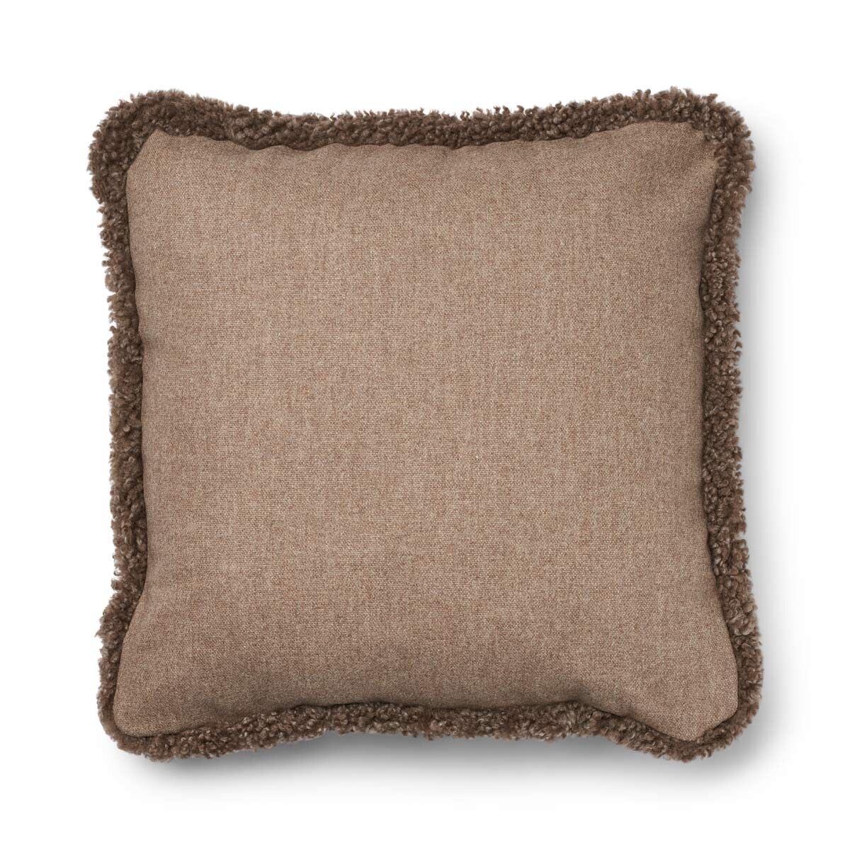 Coussin en laine courte de mouton Beige/Taupe