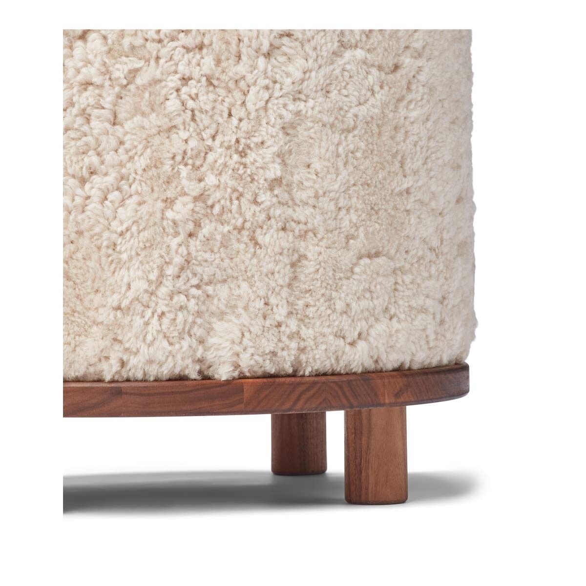 Tabouret Simon en Laine courte Perle