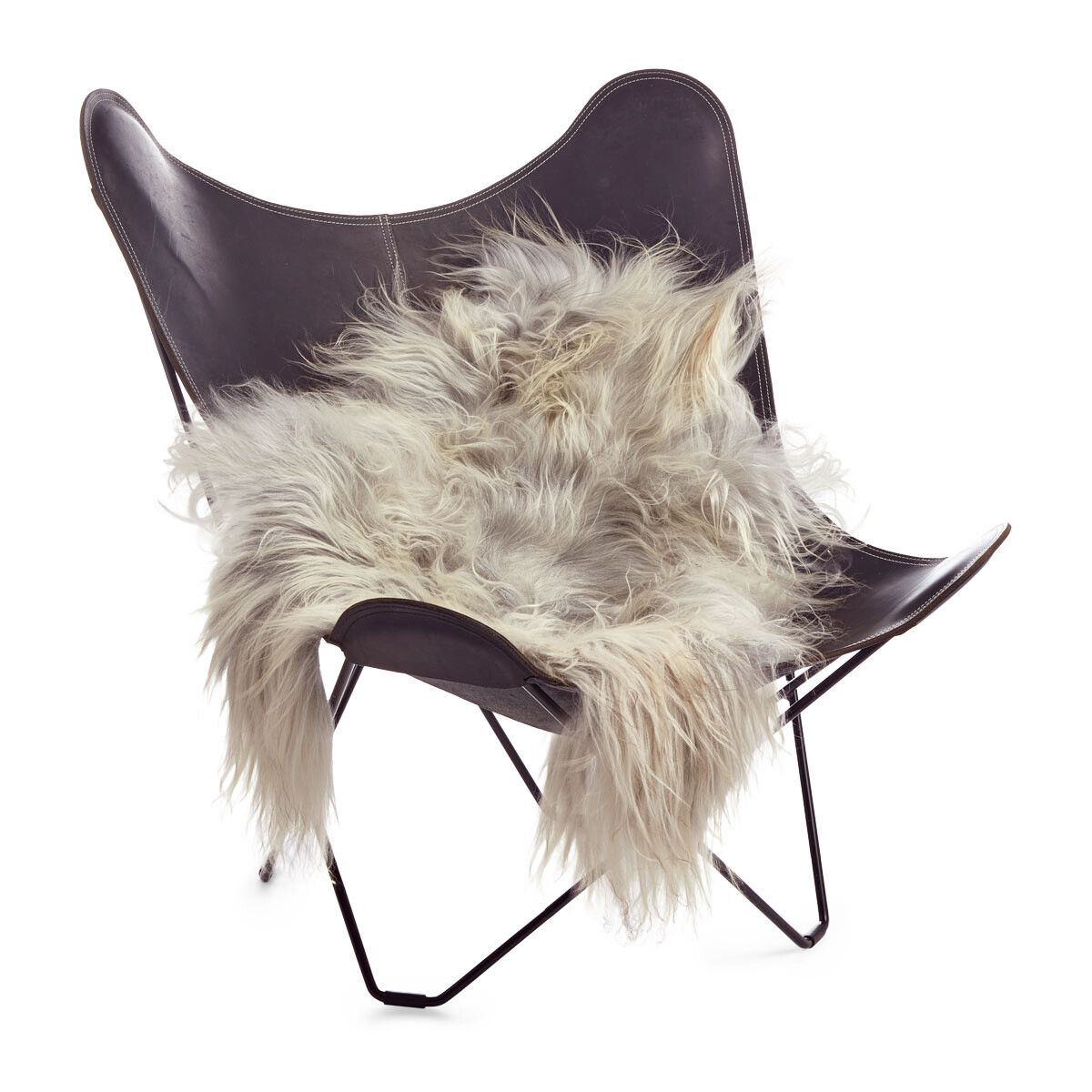 Peau de mouton islandaise | Laine longue | 90 cm Gris Clair Naturel