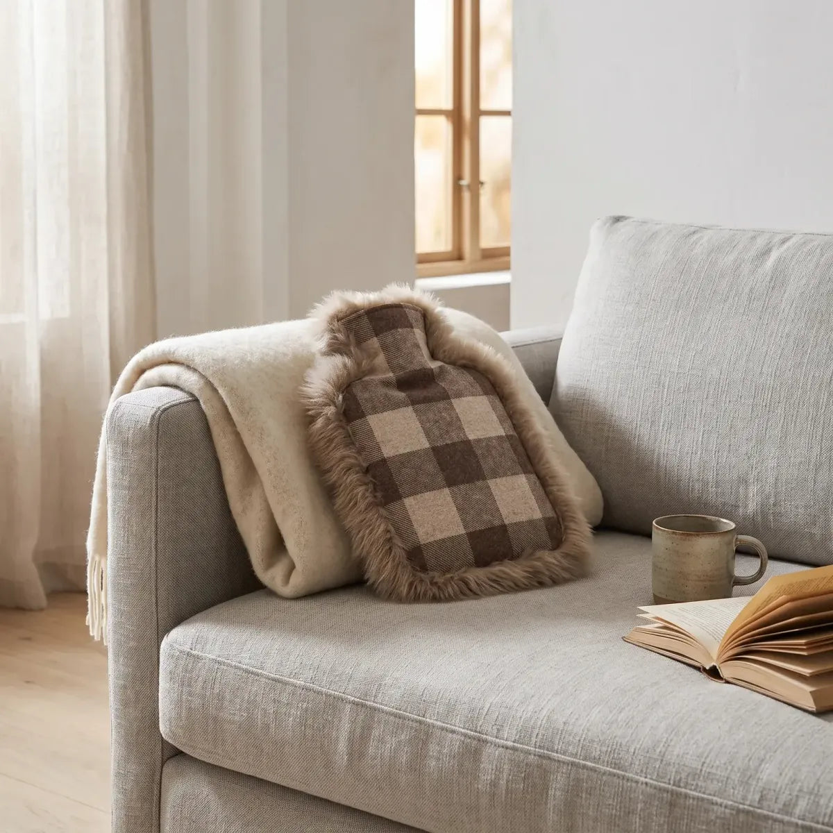 Bouillotte | Peau de mouton et laine | 37x27 cm Lindsay Tartan/Ivory