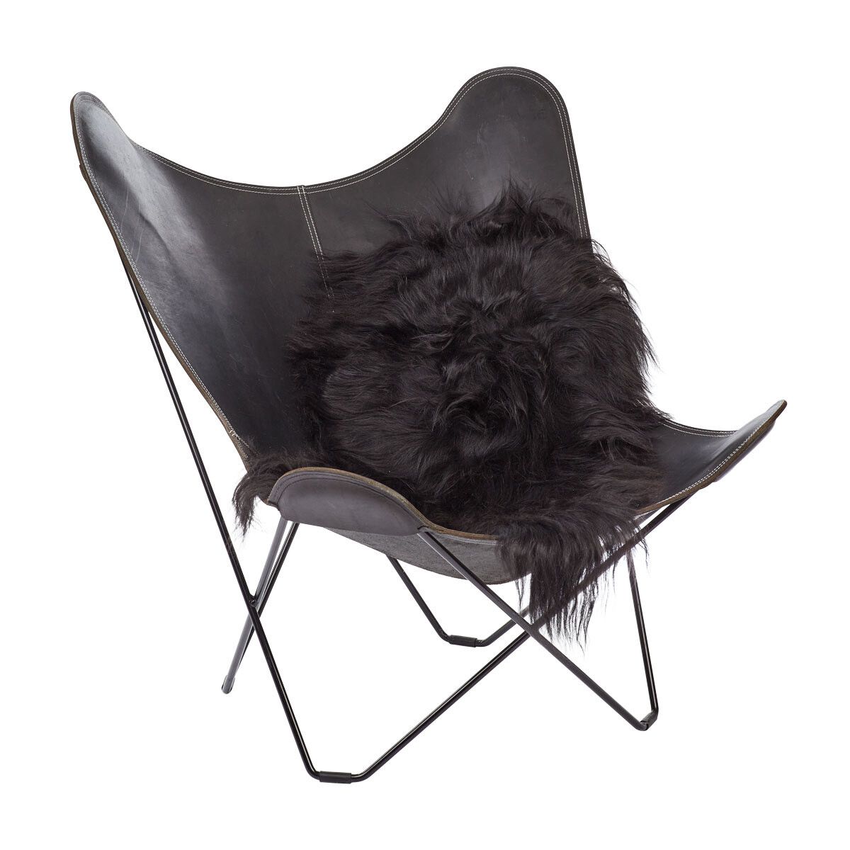 Peau de mouton islandaise | Laine longue | 100-120+ cm Noirâtre
