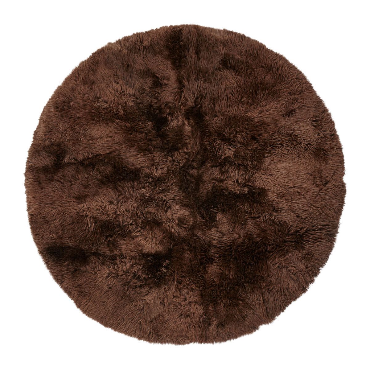 Tapis design en laine et peau de mouton ø140 cm Chocolat