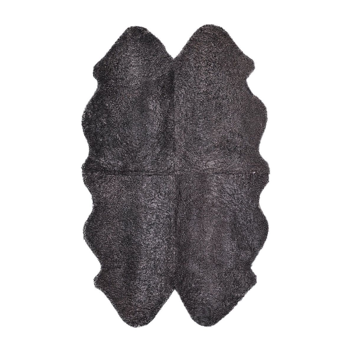 Peau de mouton de Nouvelle-Zélande à laine courte bouclée 180x110 cm Anthracite