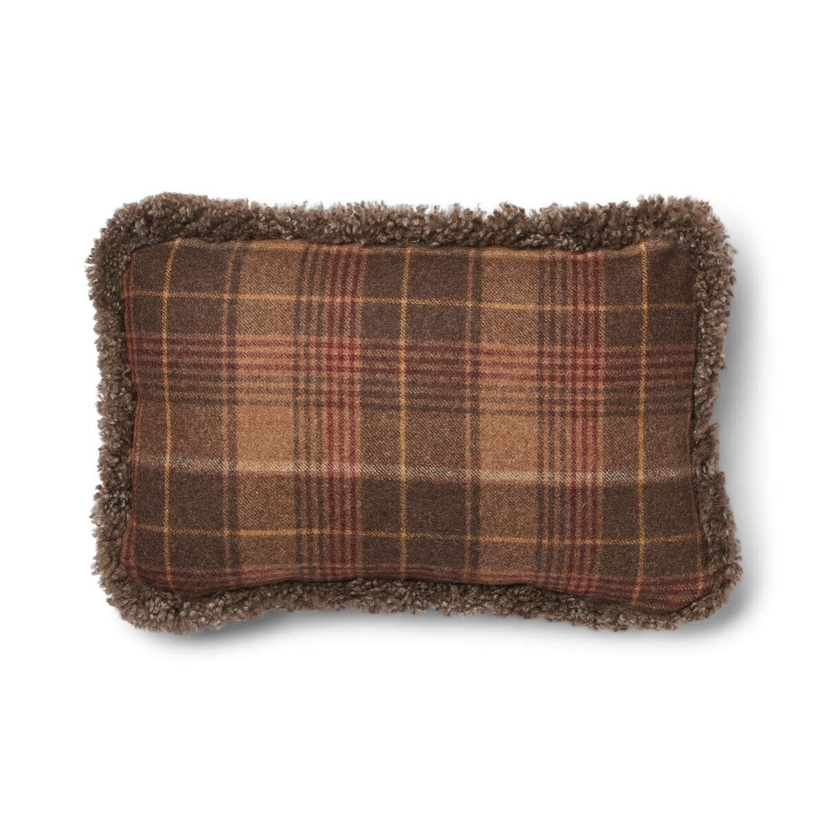 Coussin en laine courte de mouton Cacao-Marron foncé/Taupe